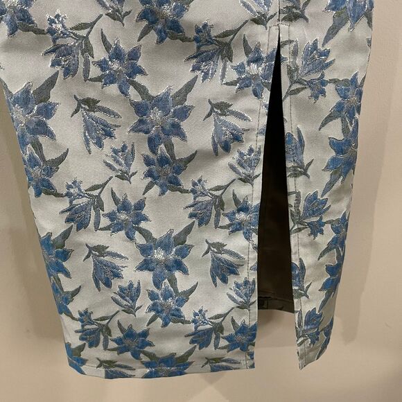 Lulus Versailles Vibes Light Blue Jacquard Metallic Midi Dress size L NWTs - Picture 4 of 8